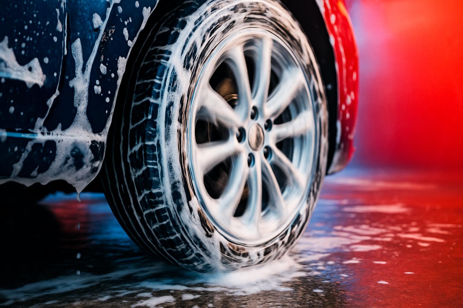 Road spray and grime on a vehicle